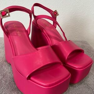 Liliana Pink Platform Heels | Chunky Platform Statement Shoes. Y2K trendy